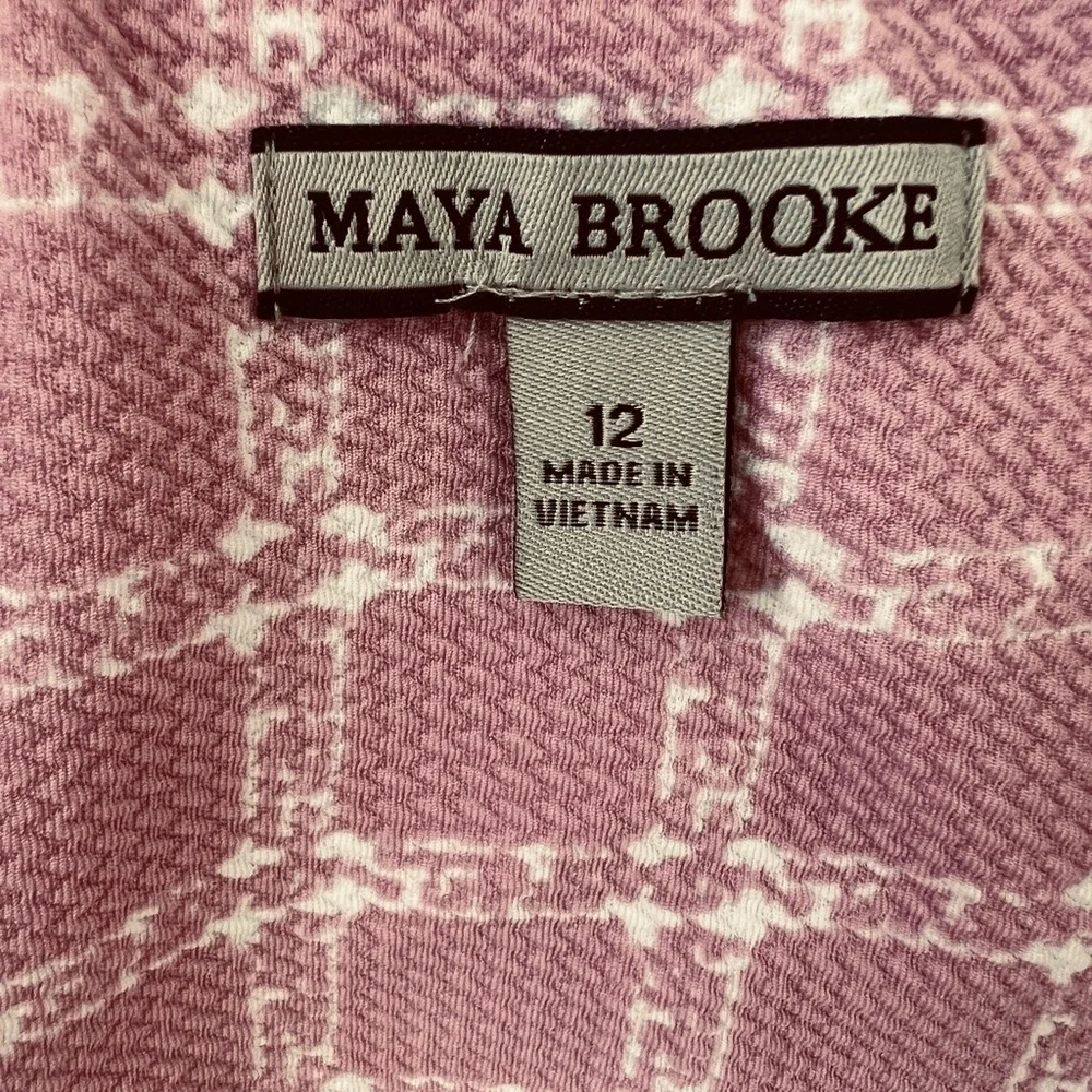 Maya Brooke Pink and White Blazer with Pearl Trim Size 12 - Picture 10 of 12